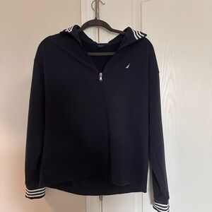NAUTICA Navy Quarter-Zip Pullover with Striped Accents